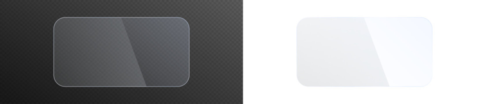 Transparent Glass plate background. Realistic screen glass, window effect with flare, clear glass showcase, glossy plastic glare frame, acrylic with glares and light, plexiglas, 3d