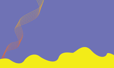 Vibrant Abstract Wavy Landscape with Purple Sky and Yellow Ground