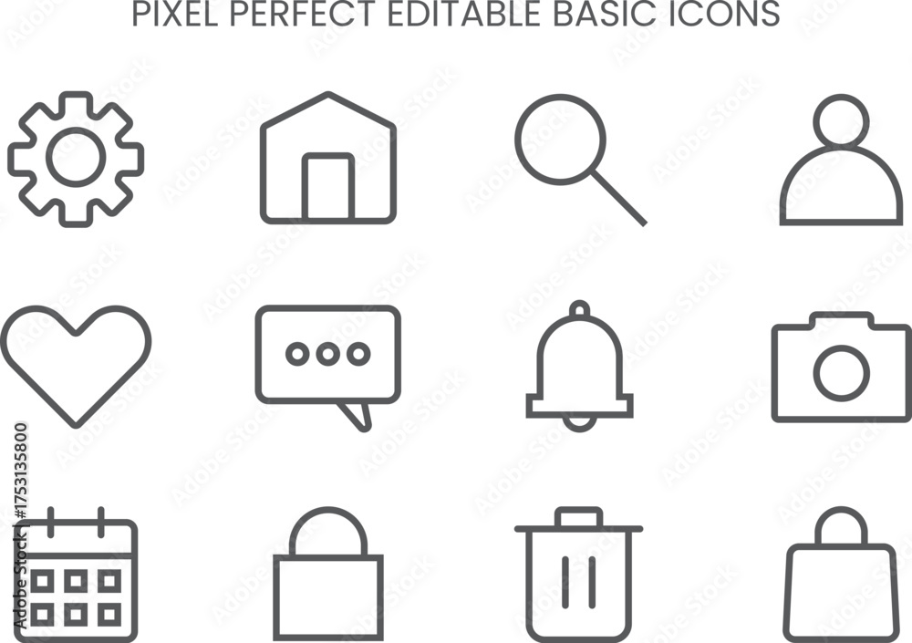 Wall mural collection of essential user interface line icons designed for web and mobile applications. minimal 