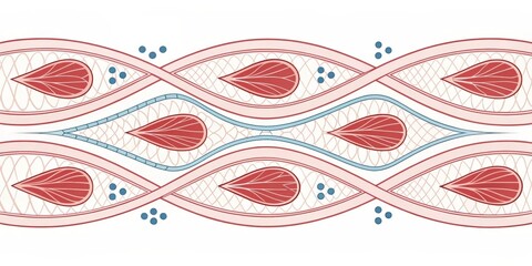 Stylized cardiac muscle cells in a decorative illustration
