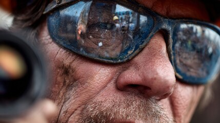 Closeup person safety equipment