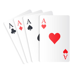 Vector set of ace card suits, playing card symbols, aces, and card suit icons. Concept for gambling, poker, and other games. Element for your design.