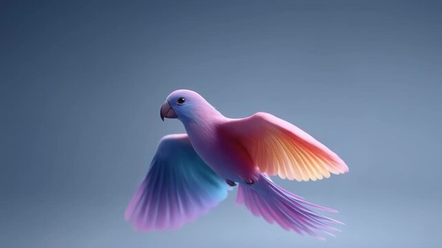 Colorful Parrot Flapping Wings and Soaring in the Sky