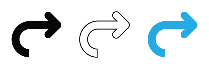 Simple arrow icon set showing direction change and flow,Illustration set of downward pointing curved arrows .Modern redo undo arrows for web design and graphic elements © Welcome