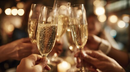 Festive Celebration: Champagne Toast with Friends, Celebrating Special Occasions and Creating Memorable Moments Together