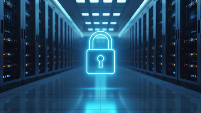 Digital Security Concept Representation of Lock Symbol in Data Center