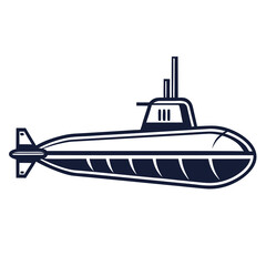 Underwater Vessel Illustration A Detailed Black and White Submarine Concept