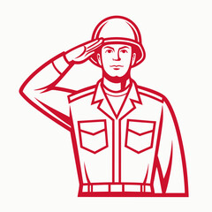 Proud military serviceman in uniform performing a respectful salute, embodying honor and dedication in a patriotic gesture, ideal for veteran recognition designs