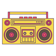 Fototapeta premium Vibrant Retro Boombox Illustration Capturing the Essence of 80s Music Culture and Vintage Audio Devices, Perfect for Nostalgic Design Projects