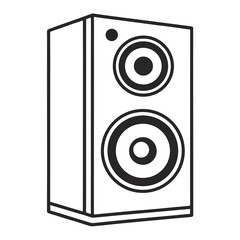 Minimalist vector illustration of a sound system speaker box isolated on a white background, representing audio equipment and music playback