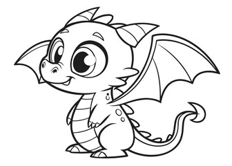 Obraz premium Cute Baby Dragon Coloring Page