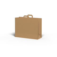 sac en papier brun taille XL, à personnaliser - rendu 3D sur fond transparent