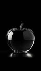 A crystal apple made of glass, filled with water and an empty space 