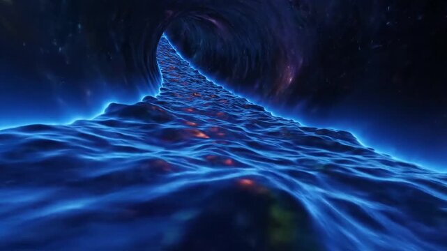 宇宙トンネルを駆ける波動液体の舞