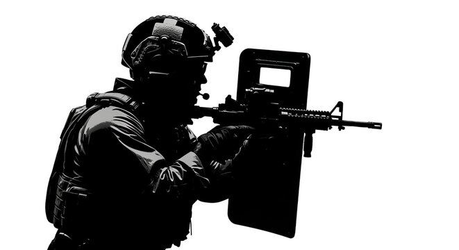 Soldier in tactical gear holding a rifle