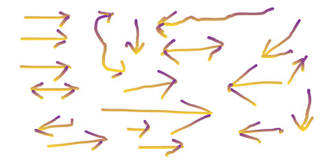 arrows crayon doodle chalk icons set. 