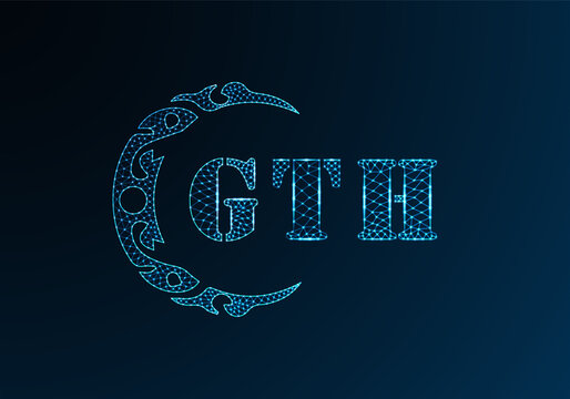 Low poly letter logo GTH design. GTH letter logo low poly vector design on blue color gradient background. GTH logo low poly design