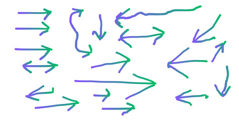 arrows crayon doodle chalk icons set. 