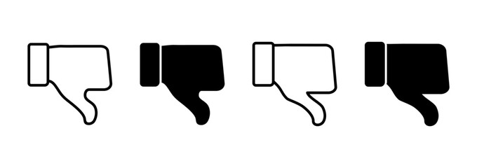 Dislike icon vector. dislike sign and symbol. Hand with thumb down
