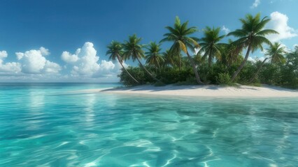 Tropical island with palm trees and turquoise water