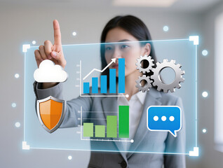 Digital transformation technology strategy, digitisation and digital of business processes and data, optimize and automate operations, customer service management, internet and cloud computing