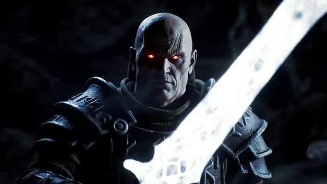 Dark Warrior with Glowing Sword - A Fantasy Character Portrait.