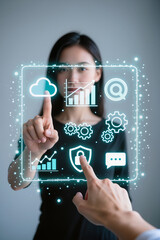 Digital transformation technology strategy, digitisation and digital of business processes and data, optimize and automate operations, customer service management, internet and cloud computing