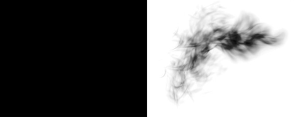 Abstract black and white PNG overlay featuring swirling smoke patterns on a contrasting background, ideal for creative design projects and visual storytelling
