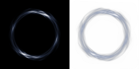 Abstract circular light overlay with soft blurred edges on contrasting black and white backgrounds, creating a dynamic visual effect for creative design projects