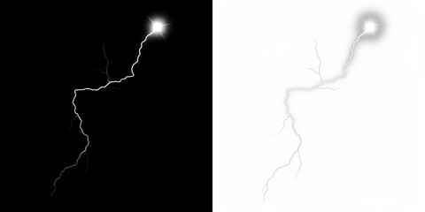 Lightning bolt illustration on contrasting backgrounds, showcasing dynamic energy and natural power, ideal for creative design projects and visual storytelling concepts