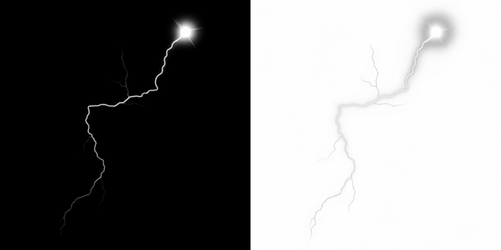 Lightning bolt illustration on contrasting backgrounds, showcasing dynamic energy and natural power, ideal for creative design projects and visual storytelling concepts