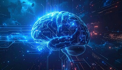 Digital brain image: Circuit lines and blue lights suggest the future.
Keywords: