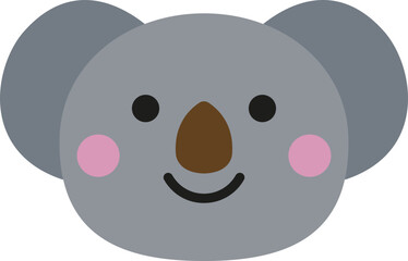 Cute minimalist koala character face illustration in flat design style