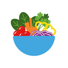 Colorful Salad Bowl with Fresh Vegetables and Greens.