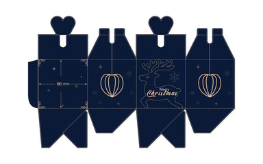 Elegant printable packaging gift box dieline template for greeting card invitation