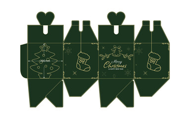 Printable dieline packaging box for gift wrapping and New Year celebration concept