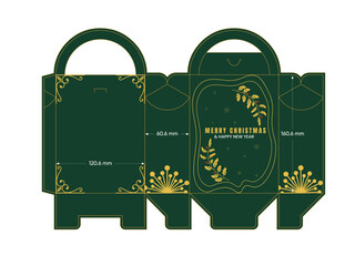 Decorative packaging gift box design mockup for New Year and Christmas events