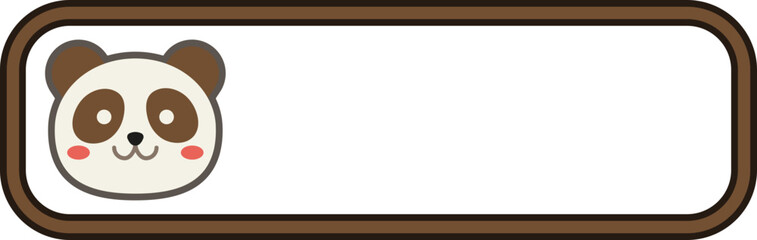 Cute panda bear character with blank banner frame, kawaii giant panda vector illustration for school name tag or message board © Mozzm.com