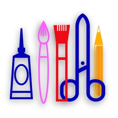 school supplies on white