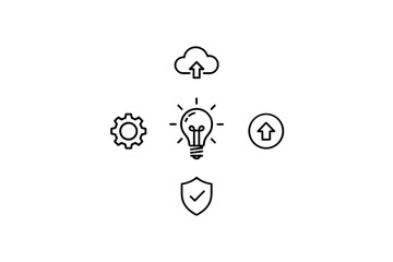 Yellow glowing light bulb icon bright idea symbol innovation creativity inspiration vector design for energy saving and electric power concept