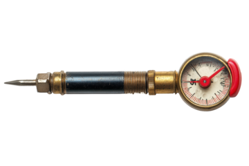 A traditional analog voltmeter with a needle, capturing the essence of retro technology PNG cut out.
