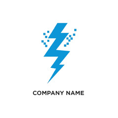Digital Lightning Bolt Logo for Technology Company.
