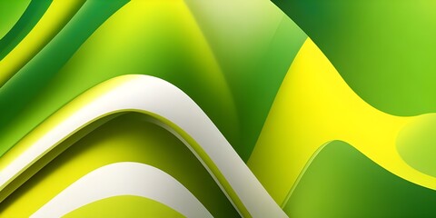 Smooth green and yellow curves intertwine in a luminous abstract background, radiating positivity and modern elegance. This fluid wave design captures natural energy and sophistication
