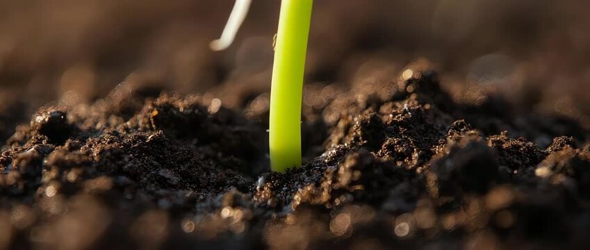 A powerful macro time-lapse showing a single seed breaking through soil and sprouting. A perfect visual for growth, potential, and new beginnings.