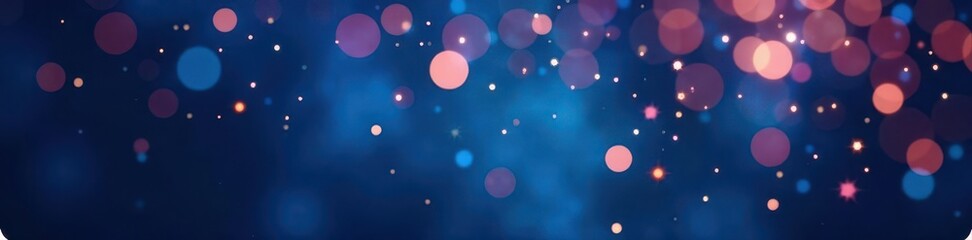 Deep blue, shimmering confetti, bokeh highlights, ample space , bright, festive