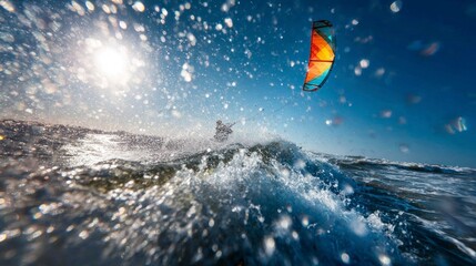 Kiteboarding action seascape