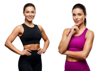 Fitness woman portrait, fitness model, gym fitness, athletic fitness, workout fitness, Isolated on transparent background, png