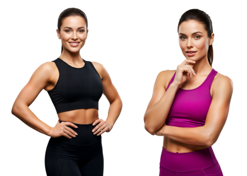 Fitness woman portrait, fitness model, gym fitness, athletic fitness, workout fitness, Isolated on transparent background, png