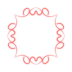 Elegant calligraphic frame with red heart-shaped loops. Decorative border for valentine, birthday, anniversary, wedding invitations and special occasions. Vector