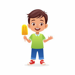 Kleiner Junge mit einem Eis am Stiel